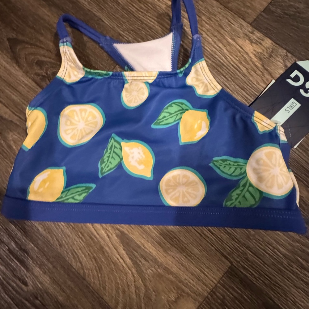 DSG Girls Blue Lemon Print Bikini Top